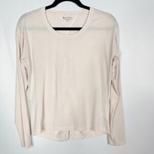 Athleta XSmall Light Pink Essence Twist Long Sleeve Top Crew Neck Keyhole Back